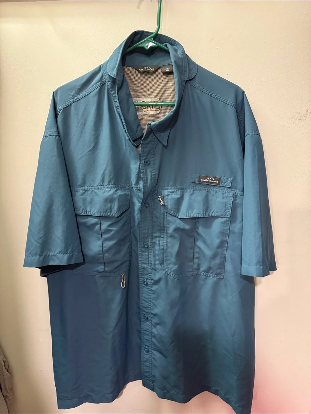Eddie Bauer Short-Sleeve Lightweight Utility Shirt Jacket - Teal Blue